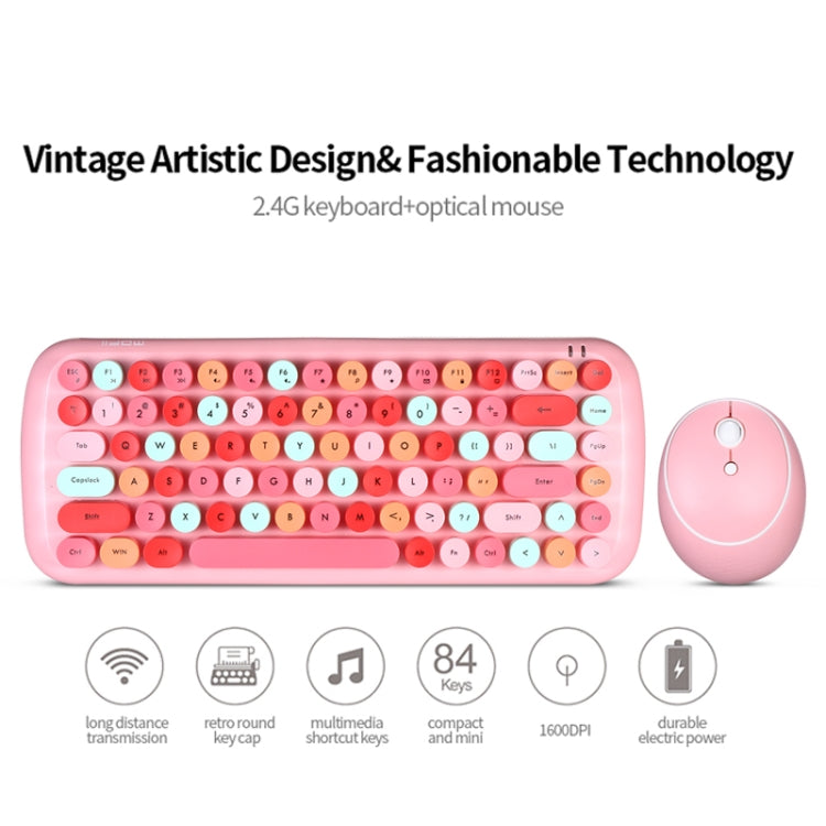 MOFii Candy Punk Keycap Mixed Color Wireless Keyboard and Mouse Set(Pink) - Wireless Keyboard by MOFii | Online Shopping South Africa | PMC Jewellery | Buy Now Pay Later Mobicred