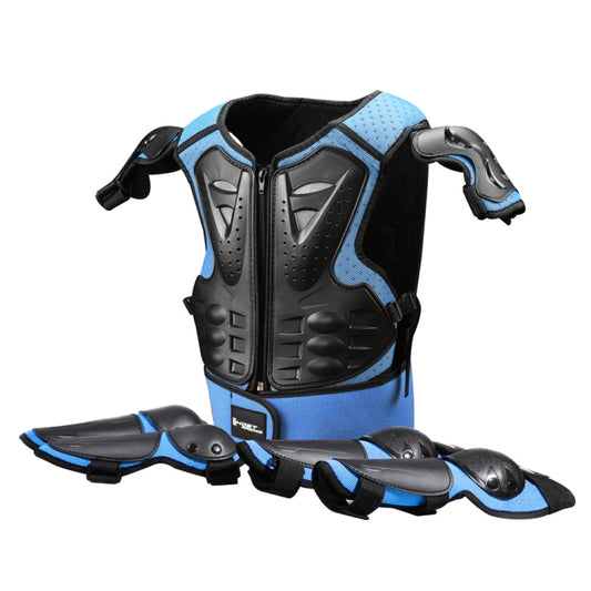 GHOST RACING Motorcycle Protective Gear Children Safety Riding Sport Vest + Knee Pads + Elbow Pads Protective Suit(Blue) - Protective Gear by GHOST RACING | Online Shopping South Africa | PMC Jewellery | Buy Now Pay Later Mobicred