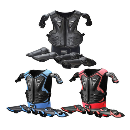 GHOST RACING Motorcycle Protective Gear Children Safety Riding Sport Vest + Knee Pads + Elbow Pads Protective Suit(Black) - Protective Gear by GHOST RACING | Online Shopping South Africa | PMC Jewellery | Buy Now Pay Later Mobicred