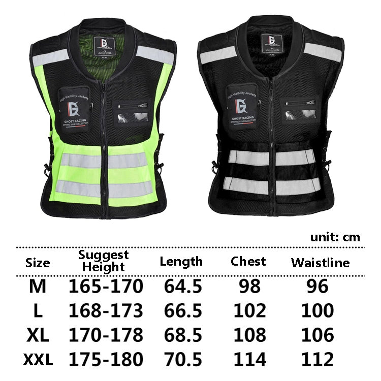 GHOST RACING GR-Y06 Motorcycle Riding Vest Safety Reflective Vest, Size: M(Black) - Protective Gear by GHOST RACING | Online Shopping South Africa | PMC Jewellery | Buy Now Pay Later Mobicred