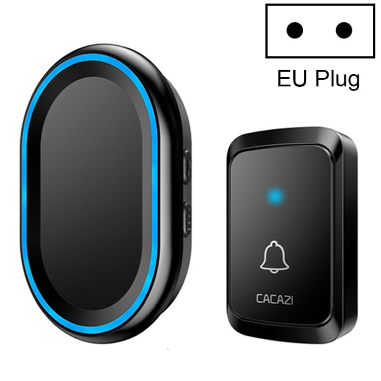 CACAZI A80 1 For 1 Wireless Music Doorbell without Battery, Plug:EU Plug(Black) - Wireless Doorbell by CACAZI | Online Shopping South Africa | PMC TechLife | Buy Now Pay Later Mobicred