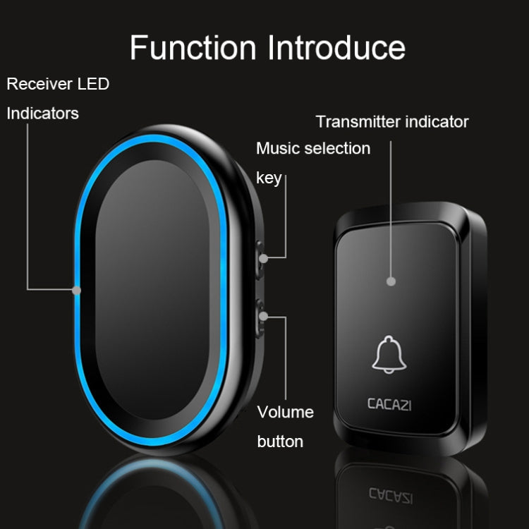 CACAZI A80 1 For 1 Wireless Music Doorbell without Battery, Plug:UK Plug(Black) - free shipping - PMC TechLife - Order now!