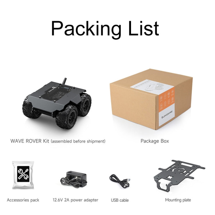Waveshare WAVE ROVER Flexible Expandable 4WD Mobile Robot Chassis, Onboard ESP32 Module(EU Plug) - free shipping - PMC TechLife - Order now!