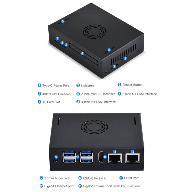 Waveshare 25311 Metal Case For VisionFive2 Board, With Cooling Fan - Mini PC Accessories by Waveshare | Online Shopping South Africa | PMC Jewellery | Buy Now Pay Later Mobicred