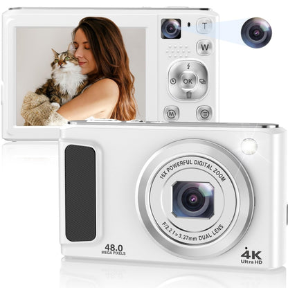 DC308 2.8-Inch 4K HD Front And Rear Dual-Camera 16X Zoom Digital Camera EU Plug(White) - Children Cameras by PMC Jewellery | Online Shopping South Africa | PMC Jewellery | Buy Now Pay Later Mobicred