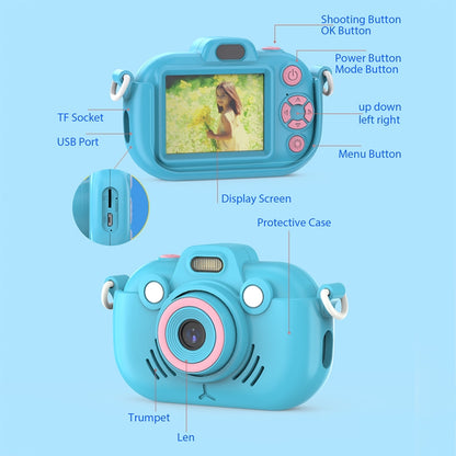 DC502 2.4-Inch 16X Zoom 2.7K Video Recording Children Digital Camera, Color: Blue + 32G(EU Plug) - Children Cameras by PMC Jewellery | Online Shopping South Africa | PMC Jewellery | Buy Now Pay Later Mobicred