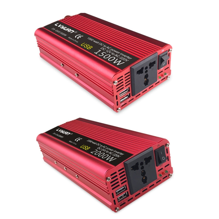 LVYUAN Car Inverter Dual USB Power Converter, Specification: 12V to 220V 1500W - Modified Square Wave by PMC TechLife | Online Shopping South Africa | PMC TechLife | Buy Now Pay Later Mobicred