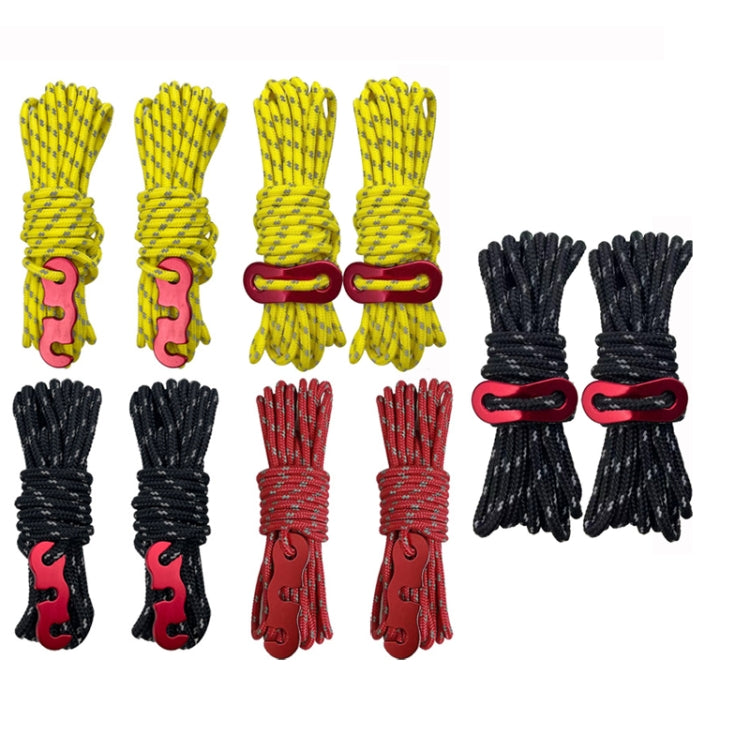 4m x 6 Rolls Outdoor Camping Tent Canopy Wind Rope Luminous Multi-Function Wind Rope Buckle Tent Fixed Rope( S Buckle-Black) - Tents & Accessories by PMC TechLife | Online Shopping South Africa | PMC TechLife | Buy Now Pay Later Mobicred