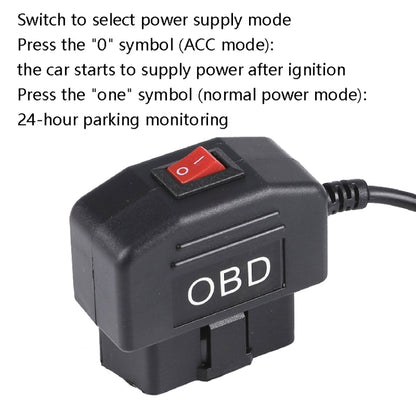 H508 OBD Car Charger Driving Recorder Power Cord 12/24V To 5V With Switch Low Pressure Protection Line, Specification: Micro Right Elbow - Cables & Connectors by PMC Jewellery | Online Shopping South Africa | PMC Jewellery | Buy Now Pay Later Mobicred