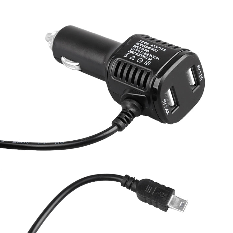 H519 Car Charger Driving Recorder Power Cord Dual USB With Display Charging Line, Specification: Mini Straight - free shipping - PMC TechLife - Order now!