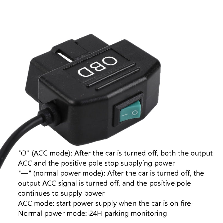 H507 Driving Recorder OBD Step-down Line Car ACC Three-Core Power Cord 12/24V To 5V 3A Low Pressure Protection Line, Specification: Mini Left Elbow - Cables & Connectors by PMC Jewellery | Online Shopping South Africa | PMC Jewellery | Buy Now Pay Later Mobicred