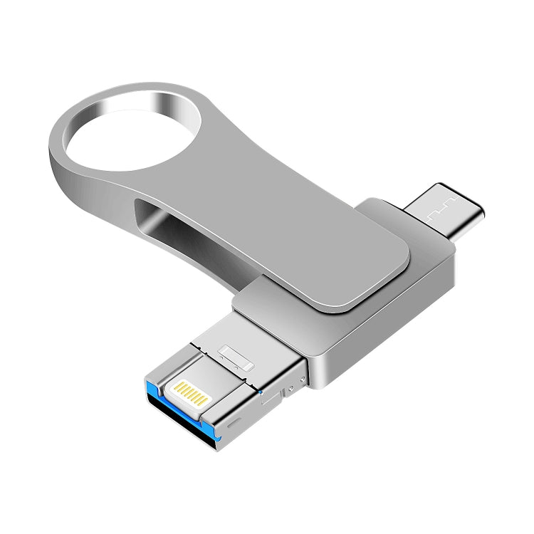 32GB USB 3.0 + 8 Pin + USB-C / Type-C 3 in 1 Mobile Computer Metal U-Disk(Silver) - U Disk & Card Reader by PMC Jewellery | Online Shopping South Africa | PMC Jewellery | Buy Now Pay Later Mobicred