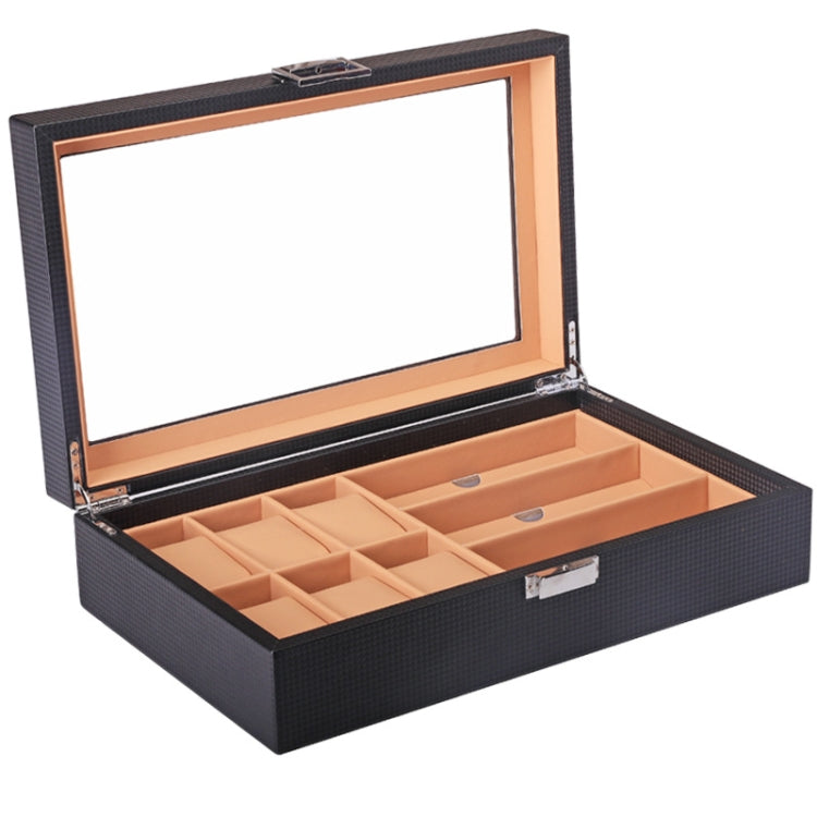 6+3 PU Watch Glasses Case Carbon Fiber PU Skin Watch Box Sunglasses Box(Brown) - free shipping - PMc TechLife - Order now!