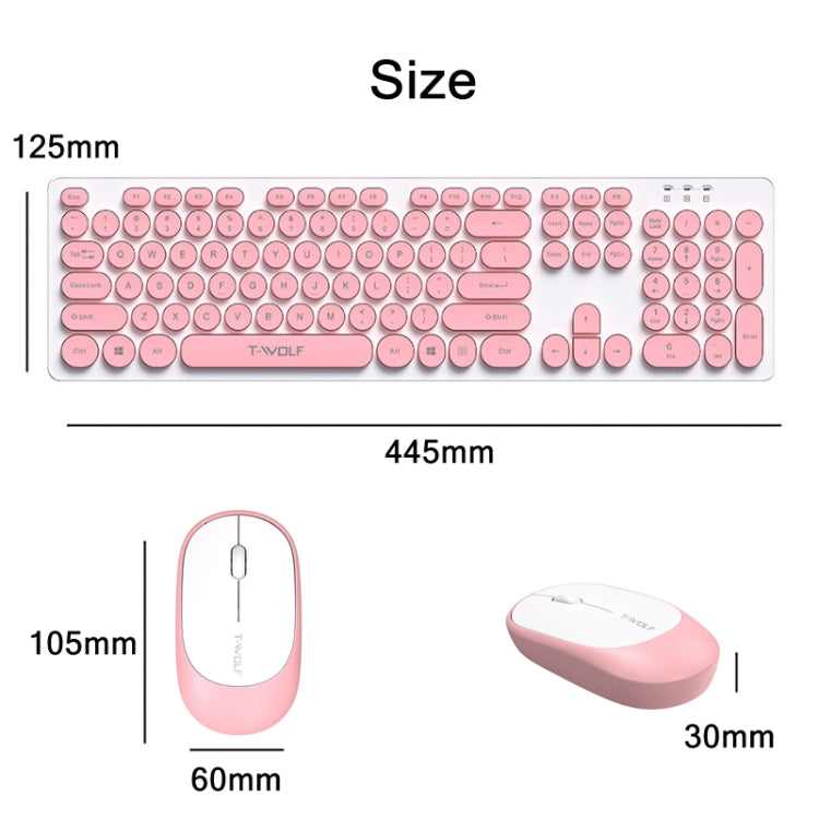 T-WOLF TF770 Mechanical Feel Wireless Gaming Keyboard And Mouse Set(Pink) - Wireless Mice by T-WOLF | Online Shopping South Africa | PMC Jewellery | Buy Now Pay Later Mobicred