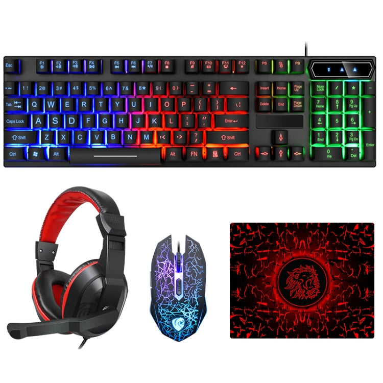 LD-126 4 in 1 Luminous Keyboard + Mouse + Earphone + Mouse Pad Set - Wired Keyboard by PMC Jewellery | Online Shopping South Africa | PMC Jewellery | Buy Now Pay Later Mobicred