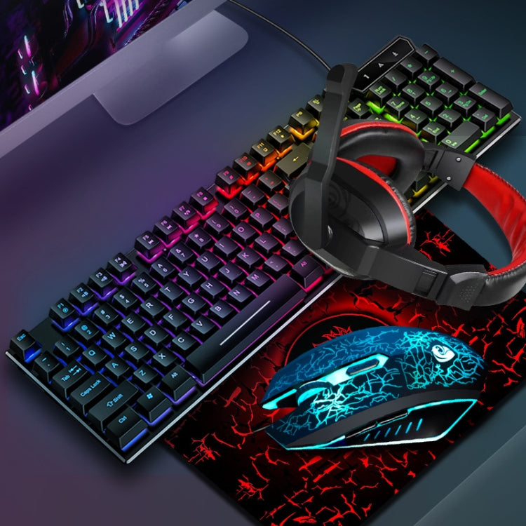 LD-126 4 in 1 Luminous Keyboard + Mouse + Earphone + Mouse Pad Set - Wired Keyboard by PMC Jewellery | Online Shopping South Africa | PMC Jewellery | Buy Now Pay Later Mobicred