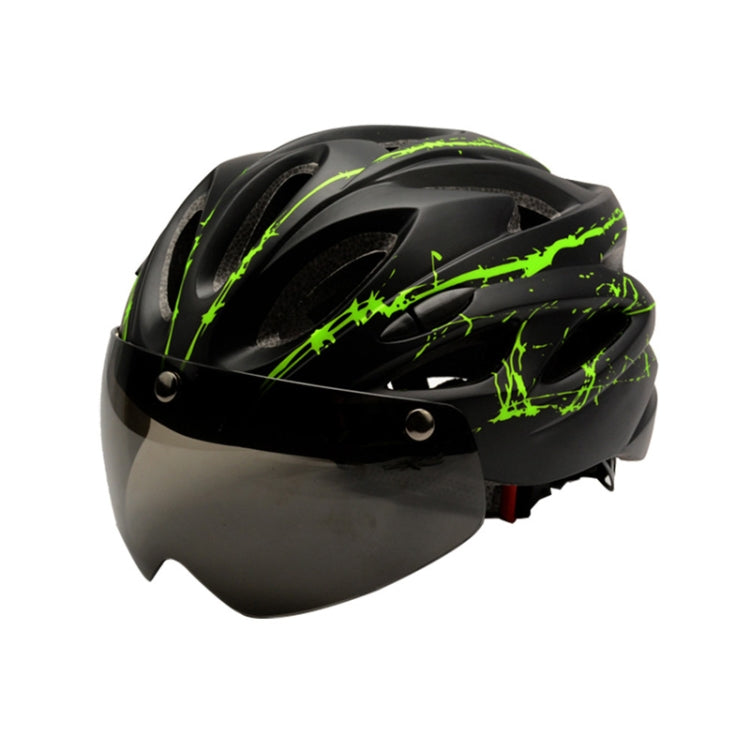 RZ285 Bicycle Outdoor Riding Helmet With Goggles(Black Green) - Protective Helmet & Masks by PMC Jewellery | Online Shopping South Africa | PMC Jewellery | Buy Now Pay Later Mobicred