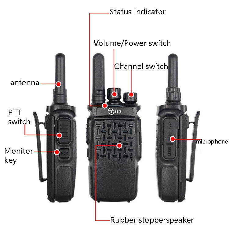 2pcs TID 118 Small Walkie Talkie Radio Communication, CN Plug - Handheld Walkie Talkie by PMC Jewellery | Online Shopping South Africa | PMC Jewellery | Buy Now Pay Later Mobicred