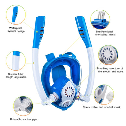 Kids Double Tube Full Dry Silicone Diving  Snorkeling Mask Swimming Glasses, Size: XS(White Blue) - Diving Mask by PMC Jewellery | Online Shopping South Africa | PMC Jewellery | Buy Now Pay Later Mobicred