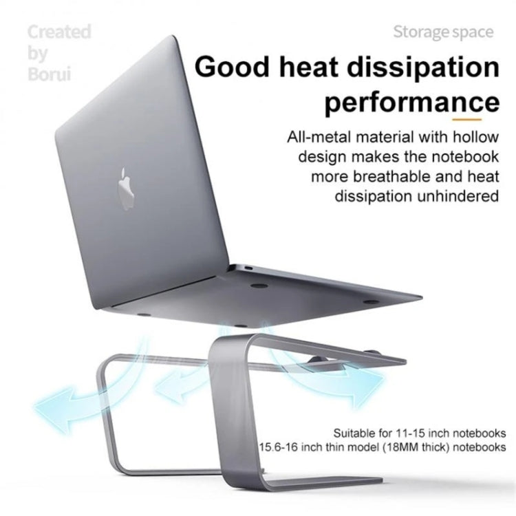 BONERUY P49 Aluminium Alloy Heat-Dissipating Notebook Holder Storage Heightened Holder(Grey) - Laptop Stand by BONERUY | Online Shopping South Africa | PMC Jewellery | Buy Now Pay Later Mobicred