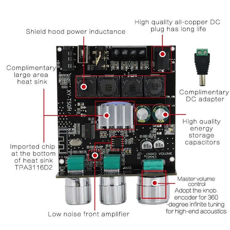 XINYI Sini T50H Bluetooth 5.0 With Pre-Stage High-Level Adjustment Stereo Digital Power Plate Module -  by PMC Jewellery | Online Shopping South Africa | PMC Jewellery