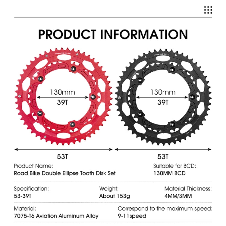 WEST BIKING YP0719274 53-39T Road Bike Crank Racing Double Disc(Black) - free shipping - PMc TechLife - Order now!
