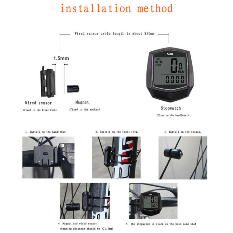 SUNDING SD-581 Bicycle Wired Code Meter Speedometer Odometer(English Display) - Speedometers by SUNDING | Online Shopping South Africa | PMC Jewellery | Buy Now Pay Later Mobicred