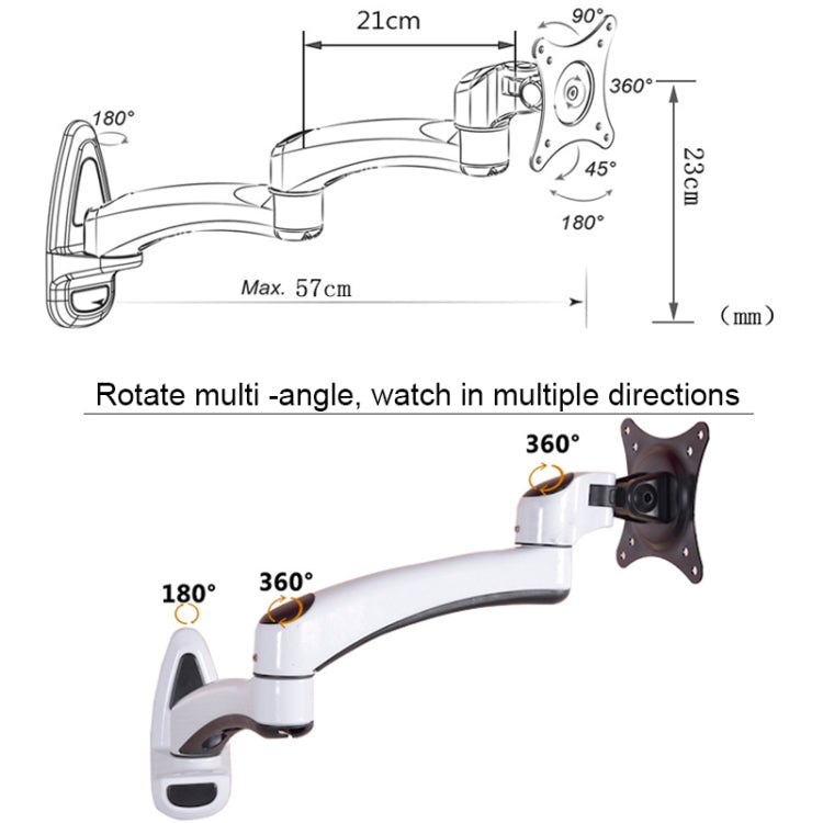 Gibbon Mounts FE112W Wall-Mounted Dual-Section Telescopic Monitor Stand(White) - free shipping - PMC Jewellery - Order now!