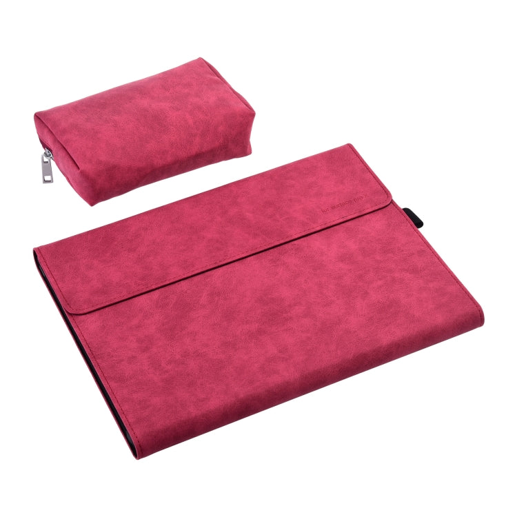 13 inch Leather Tablet Protective Case For Microsoft Surface Pro X, Color: Rose Red + Power Bag - 13.3 inch by PMC Jewellery | Online Shopping South Africa | PMC Jewellery | Buy Now Pay Later Mobicred