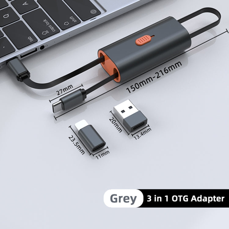 4 in 1 Retractable Fast Charging Data Cable with OTG Adapter Function - Multifunction Cable by PMC Jewellery | Online Shopping South Africa | PMC Jewellery | Buy Now Pay Later Mobicred