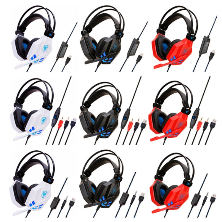 Soyto SY850MV Luminous Gaming Computer Headset For PC (Red Blue) - Multimedia Headset by Soyto | Online Shopping South Africa | PMC Jewellery | Buy Now Pay Later Mobicred