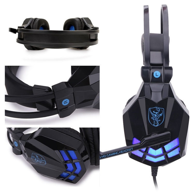 Soyto SY850MV Luminous Gaming Computer Headset For USB (White Blue) - Multimedia Headset by Soyto | Online Shopping South Africa | PMC Jewellery | Buy Now Pay Later Mobicred