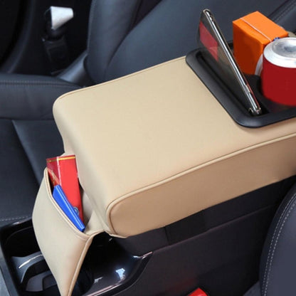 Car Armrest Box Increased Support With Rear Seat Water Cup Holder(Beige) - Seat Accessories by PMC Jewellery | Online Shopping South Africa | PMC Jewellery | Buy Now Pay Later Mobicred