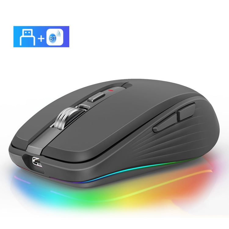 Fmouse M303 2400DPI Bluetooth&2.4G Dual Modes Rechargeable RGB Mouse(Gray) - Wireless Mice by Fmouse | Online Shopping South Africa | PMC Jewellery | Buy Now Pay Later Mobicred