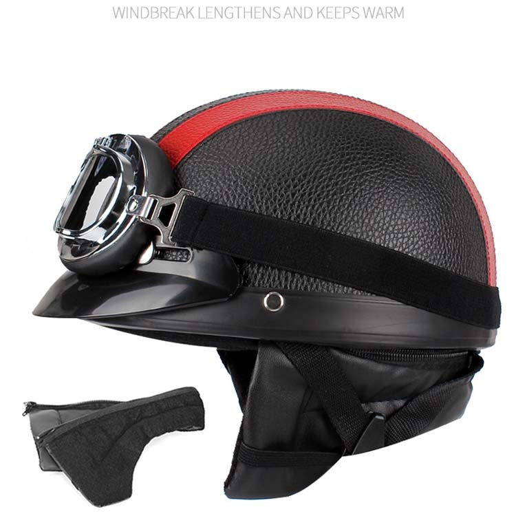 BSDDP A0318 PU Helmet With Goggles, Size: One Size(Black Blue) - Helmets by BSDDP | Online Shopping South Africa | PMC Jewellery | Buy Now Pay Later Mobicred