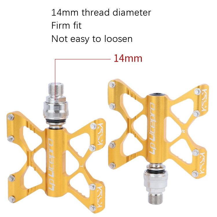 LP LitePro K5 Folding Bkie Aluminum Alloy Bearin Pedals(Golden) - free shipping - PMc TechLife - Order now!