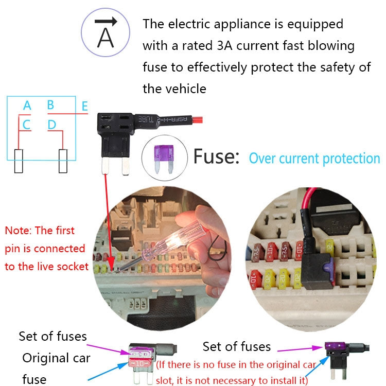 C301 12V to 5V Car ACC Takes Electricity Buck Cables, Model: Buckle + 4 x Take Appliance - Cables & Connectors by PMC TechLife | Online Shopping South Africa | PMC TechLife | Buy Now Pay Later Mobicred