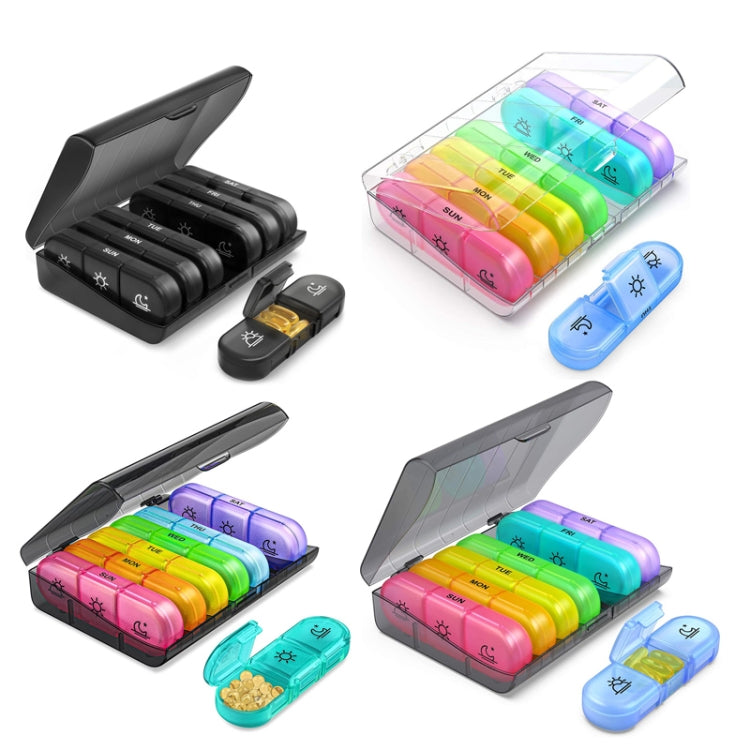 21-compartment Rainbow Pill Box One Week Pill Box(Black +Colorful) - free shipping - PMC TechLife - Order now!