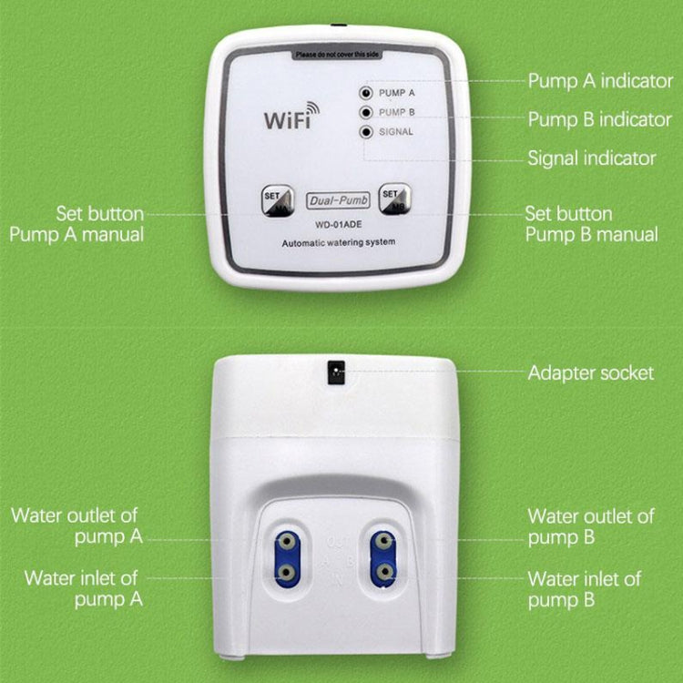 WD-01ADE WIFI Gardening Drip Irrigation Controller, Specification: Double Pump 15 Pots(US Plug) - Watering & Irrigation by PMc TechLife | Online Shopping South Africa | PMc TechLife | Buy Now Pay Later Mobicred