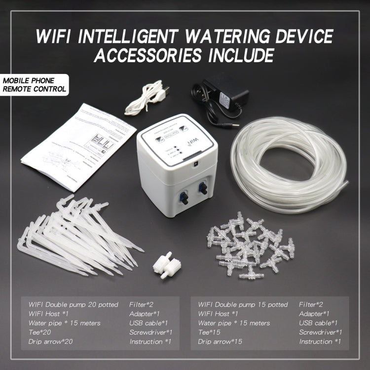 WD-01ADE WIFI Gardening Drip Irrigation Controller, Specification: Double Pump 15 Pots(US Plug) - Watering & Irrigation by PMc TechLife | Online Shopping South Africa | PMc TechLife | Buy Now Pay Later Mobicred