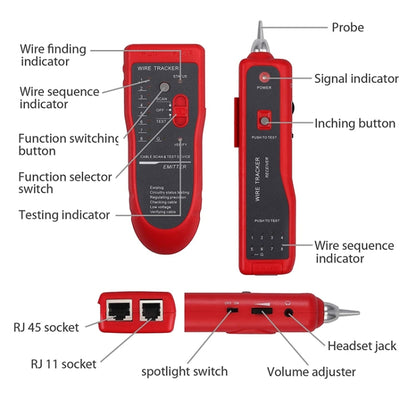 Wire Tracker Network Cable Detector RJ45 RJ11 Tester for Telephone Lines and LAN Cables - Lan Cable and Tools by PMC Jewellery | Online Shopping South Africa | PMC Jewellery | Buy Now Pay Later Mobicred