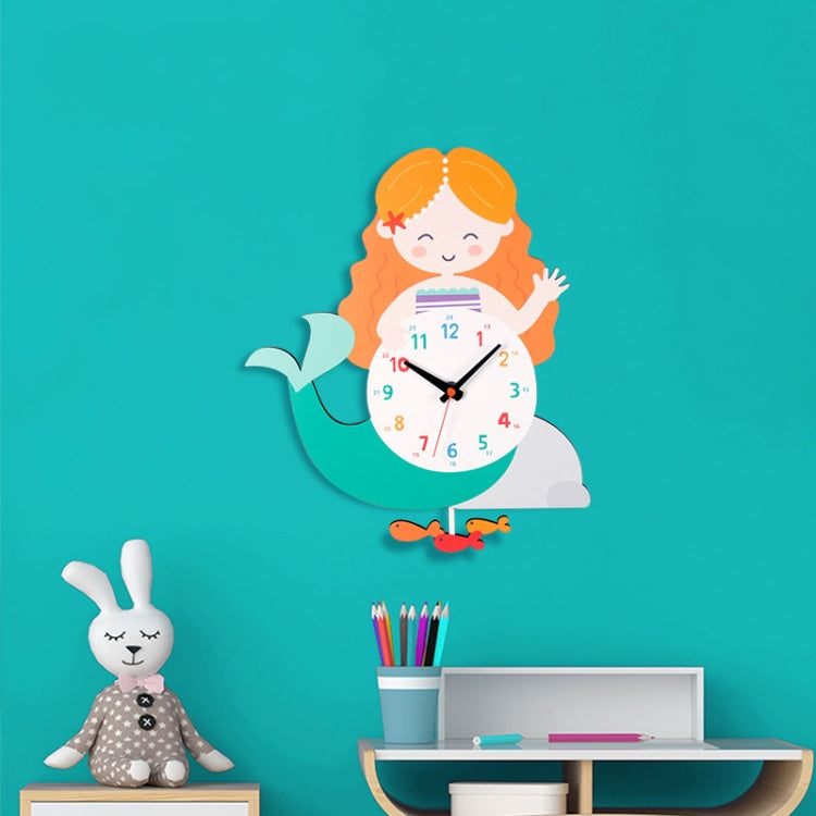 Cartoon Shake Wall Clock Children Room Decoration Wall Clock (Mermaid) - Wall Clock by null | Online Shopping South Africa | PMc TechLife | Buy Now Pay Later Mobicred