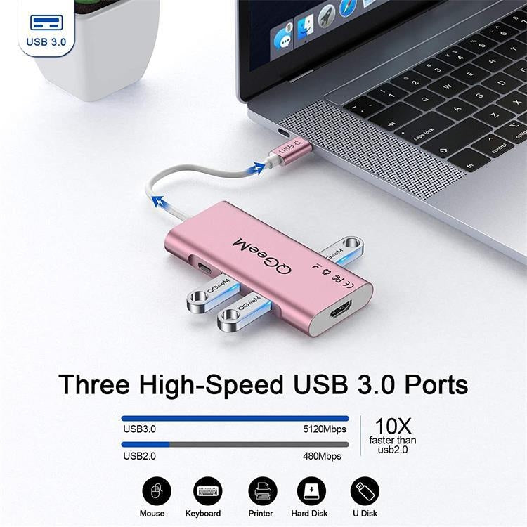 QGeeM 7 In 1 Type-C Extension HUB Adapter Supports HDMI / 4K / PD(QG-UH07-6) - USB HUB by QGeeM | Online Shopping South Africa | PMC Jewellery | Buy Now Pay Later Mobicred