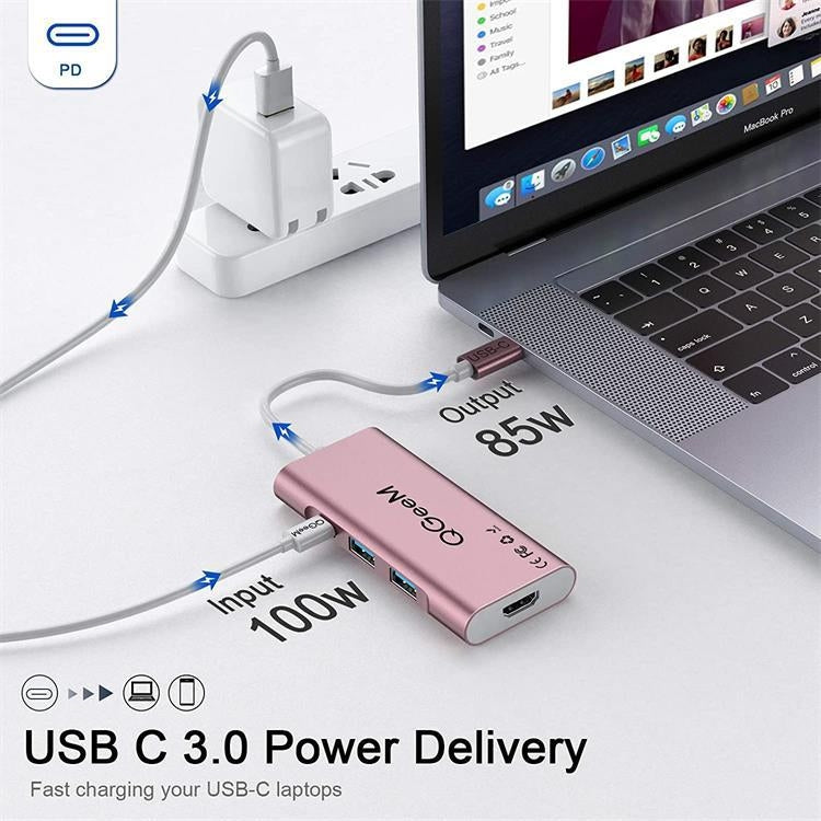 QGeeM 7 In 1 Type-C Extension HUB Adapter Supports HDMI / 4K / PD(QG-UH07-6) - USB HUB by QGeeM | Online Shopping South Africa | PMC Jewellery | Buy Now Pay Later Mobicred