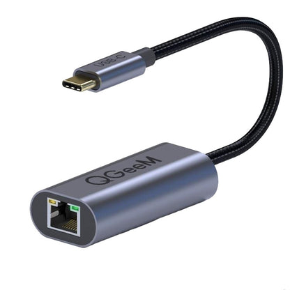 QGeeM QG-UA05 USB-C to Ethernet Adapter(Silver Gray) - USB Network Adapter by QGeeM | Online Shopping South Africa | PMC Jewellery | Buy Now Pay Later Mobicred