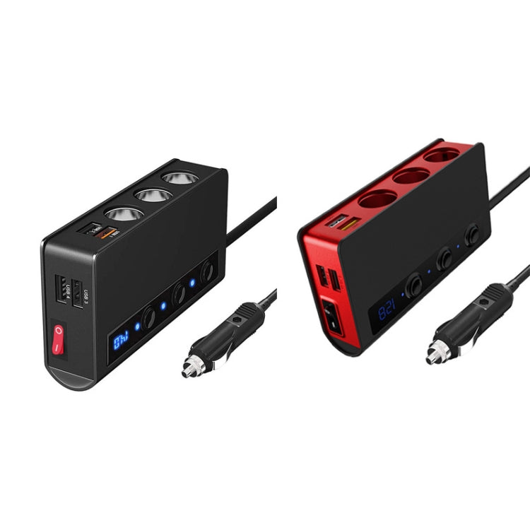 TR24 3 In 1 Car Cigarette Lighter Independent Switch Charger(Black Red) - Cigar Socket by PMC Jewellery | Online Shopping South Africa | PMC Jewellery | Buy Now Pay Later Mobicred