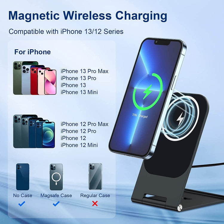 Y56 15W Folding Magnetic Wireless Charging Stand for iPhone 12 and Above(Black) - Wireless Charger by PMC Jewellery | Online Shopping South Africa | PMC Jewellery | Buy Now Pay Later Mobicred