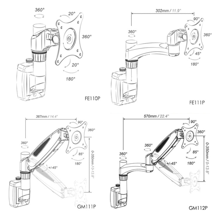 Gibbon Mounts  Lifting and Rotating Computer Monitor Bracket Slide Rail Bracket,Model:  FE110P - free shipping - PMC Jewellery - Order now!