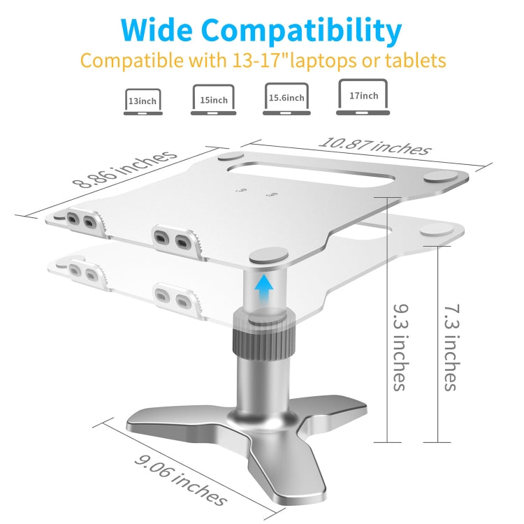 Aluminum Alloy Desktop Raised Shelf Cooling Notebook Bracket(Silver) - Laptop Stand by PMC Jewellery | Online Shopping South Africa | PMC Jewellery | Buy Now Pay Later Mobicred