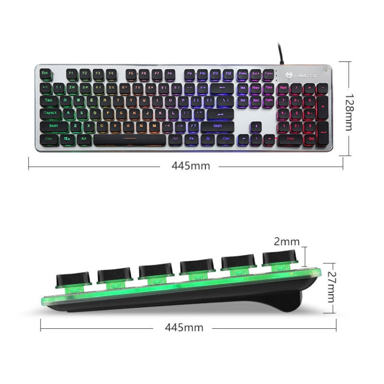 LANGTU L1 104 Keys USB Home Office Film Luminous Wired Keyboard, Cable Length:1.6m(Orange Light Black) - free shipping - PMC Jewellery - Order now!